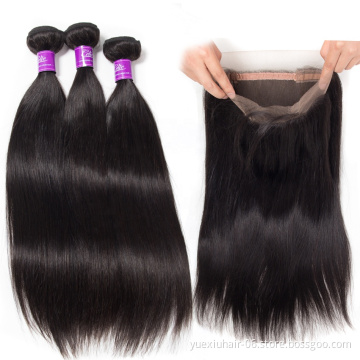 Mink Brazilian Virgin Hair Straight with 360 frontal closure 8A Grade Virgin Unprocessed Human Hair brazilian hair